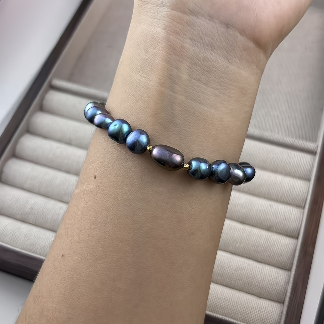 Natural Freshwater Pearl Irregular Design Bracelet, Unique Hue